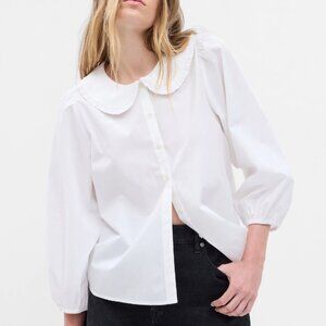 NWT Gap Organic Cotton Round Collar Shirt - Size Petite XS